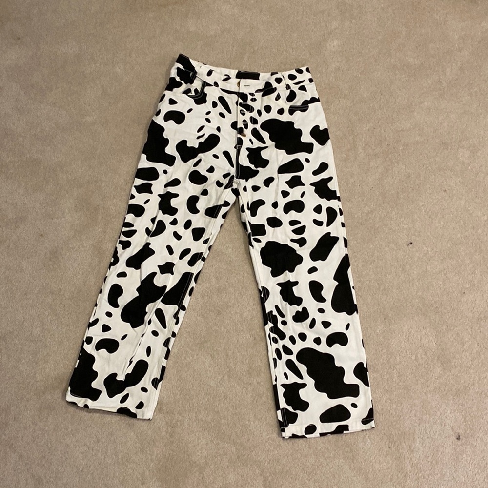 Cow print jeans